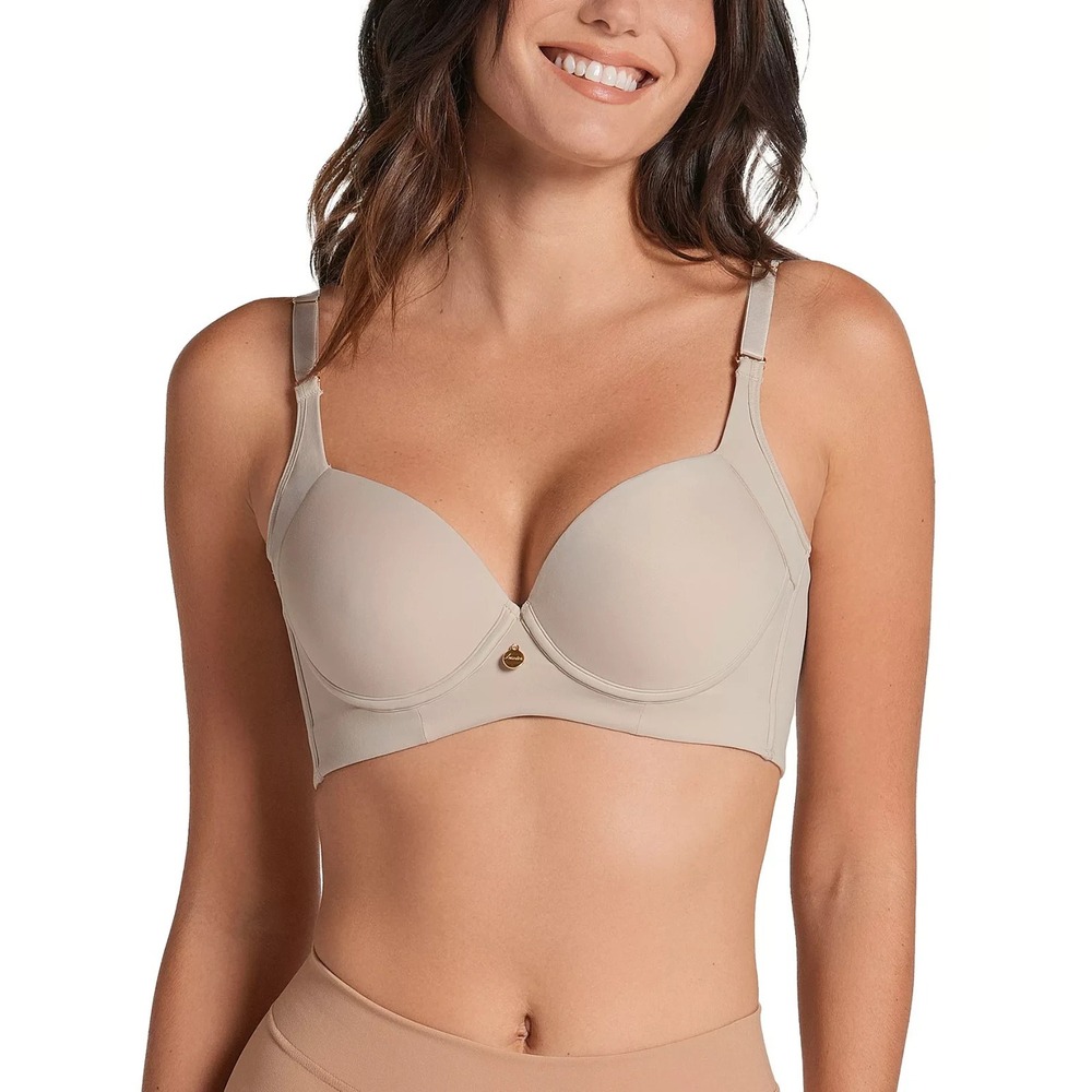 Leonisa Back Smoothing Bra with Soft Full Coverage Cups 011970 Beige Sz 38D 38 D